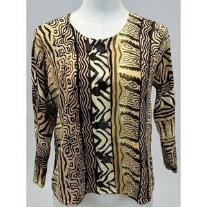Cable and Gauge Tribal Print Cardigan Sweater SZ Med